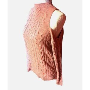 Venus Womens Cold Shoulder Cable Knit Sweater Coral Size Medium